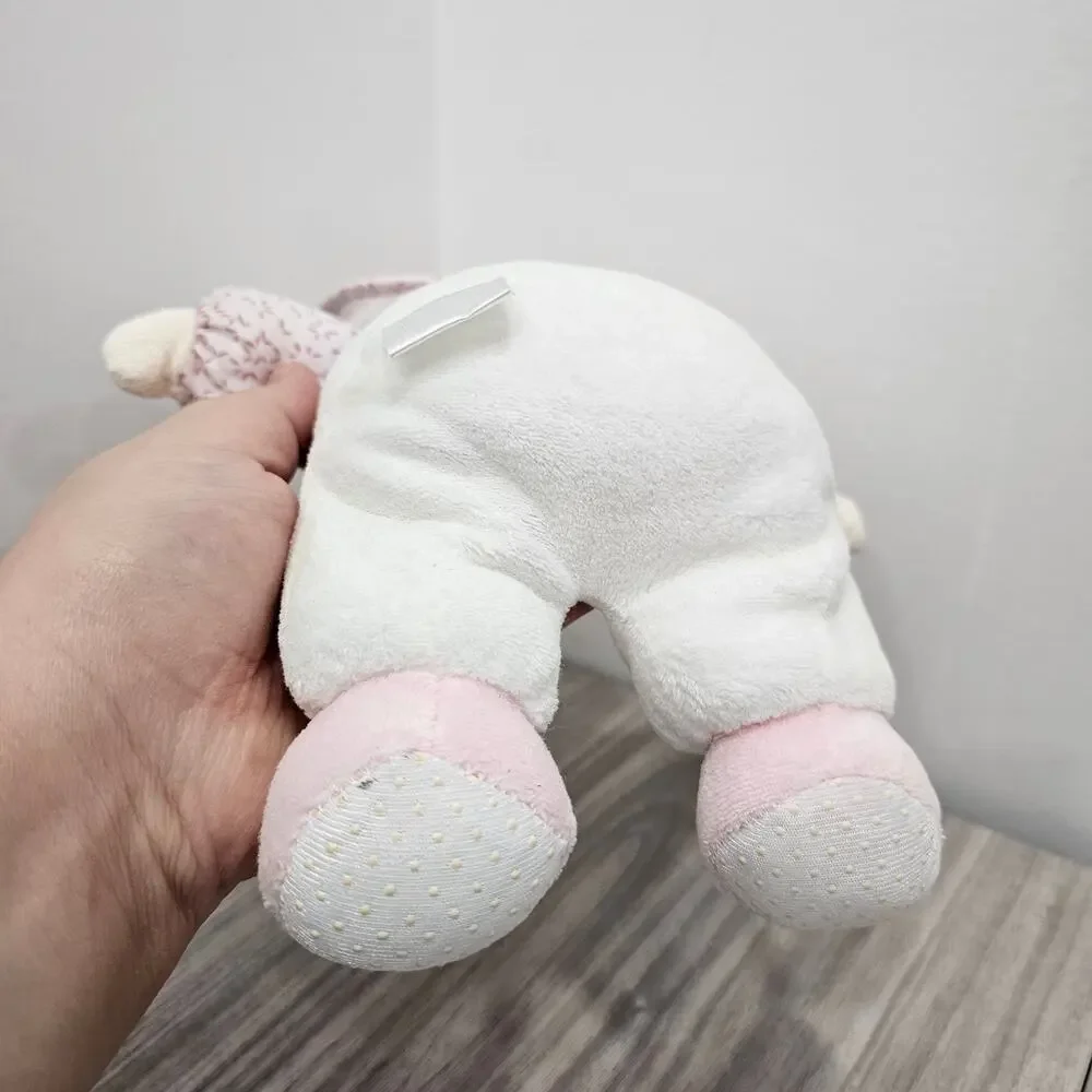 VINTAGE Carter's Baby Girl Plush Doll Rattle Pink White Bunny Rabbit Pocket